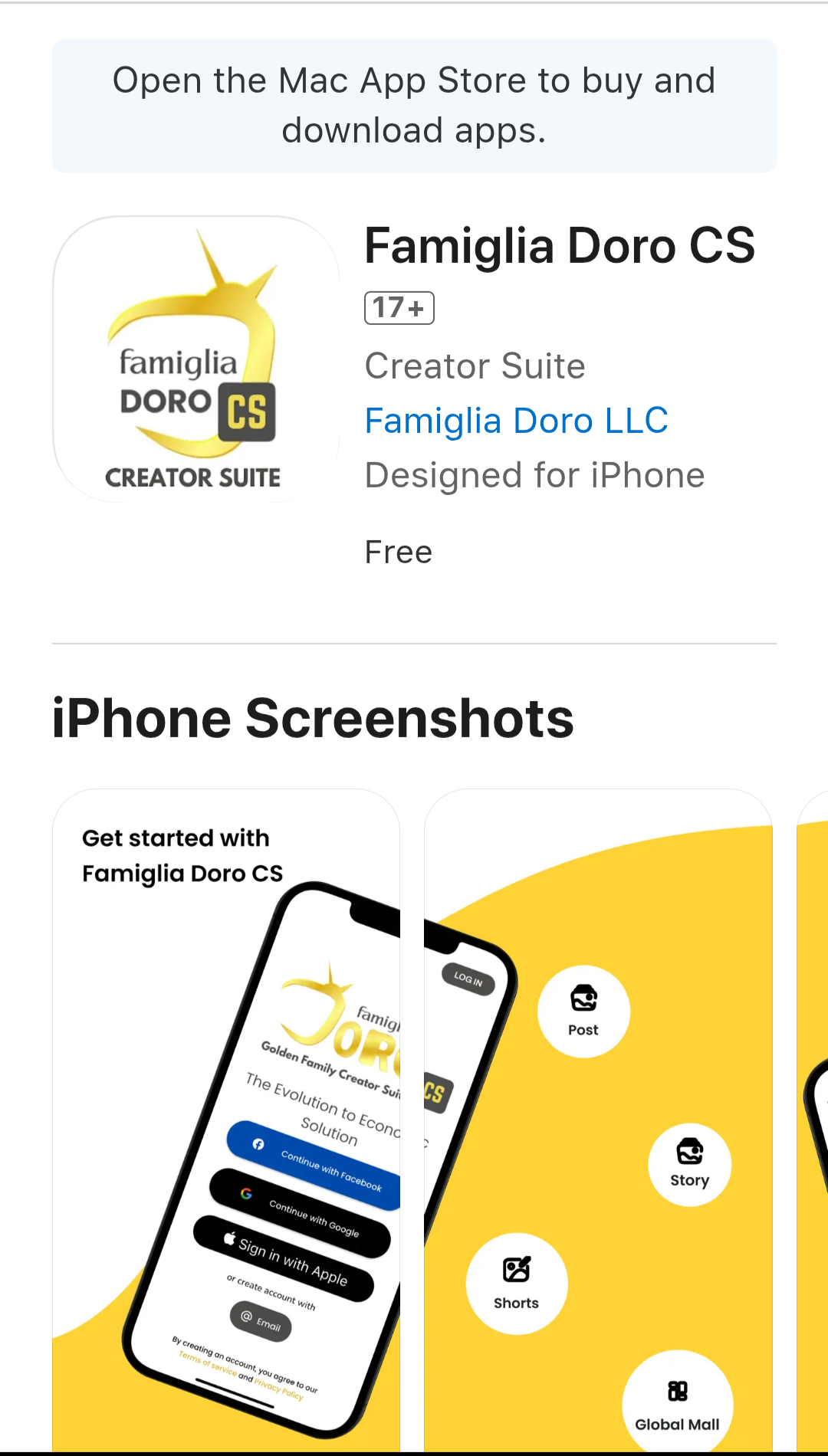 Famiglia Doro CS — available on the App Store for iPhone