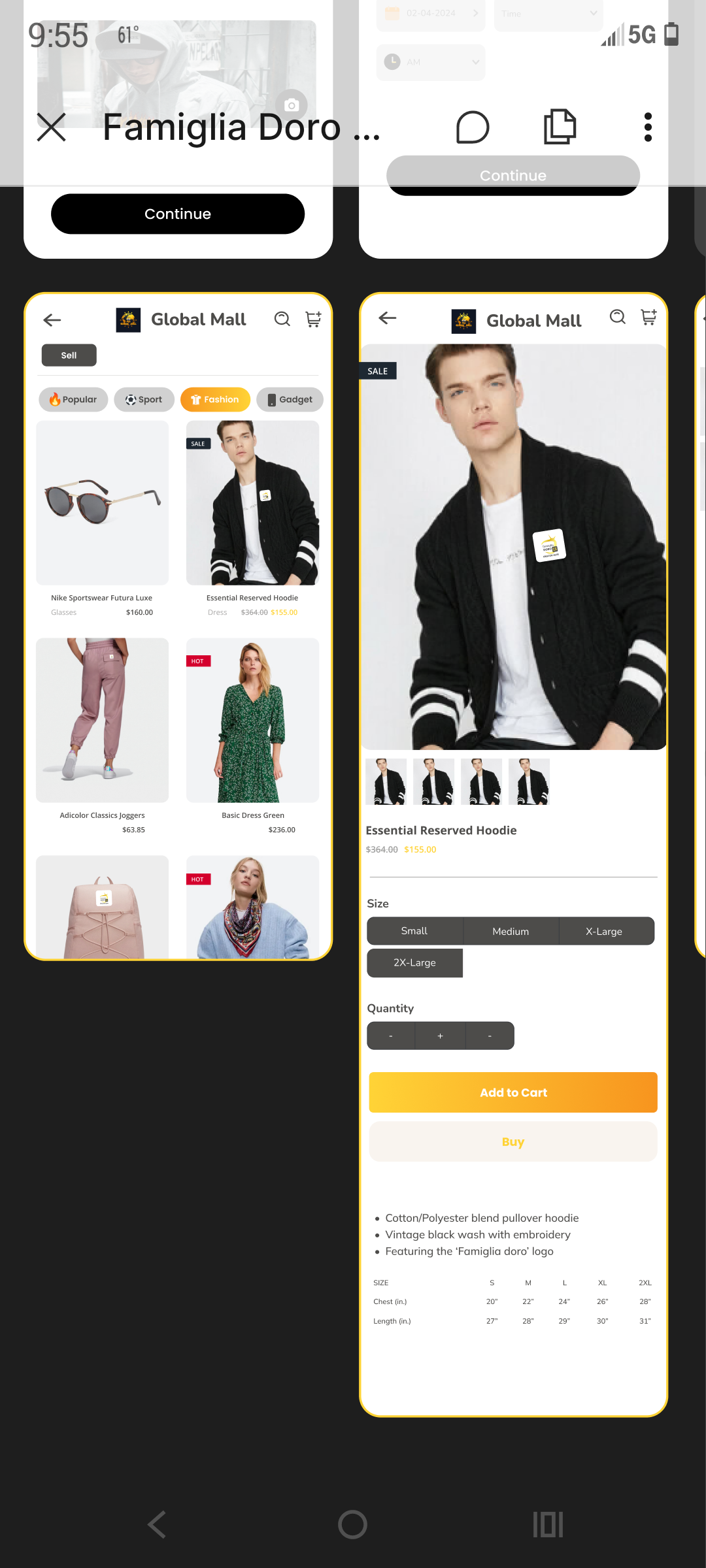 Creator Suite app — feature navigation and dashboard