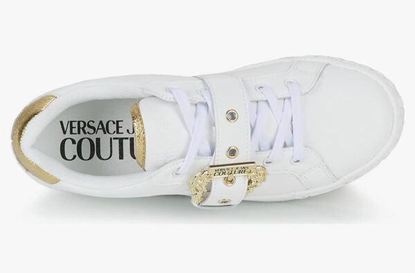 Versace Jeans Couture White Baroque Buckle Fashion Lace Up Sneakers- for Womens - Image 2