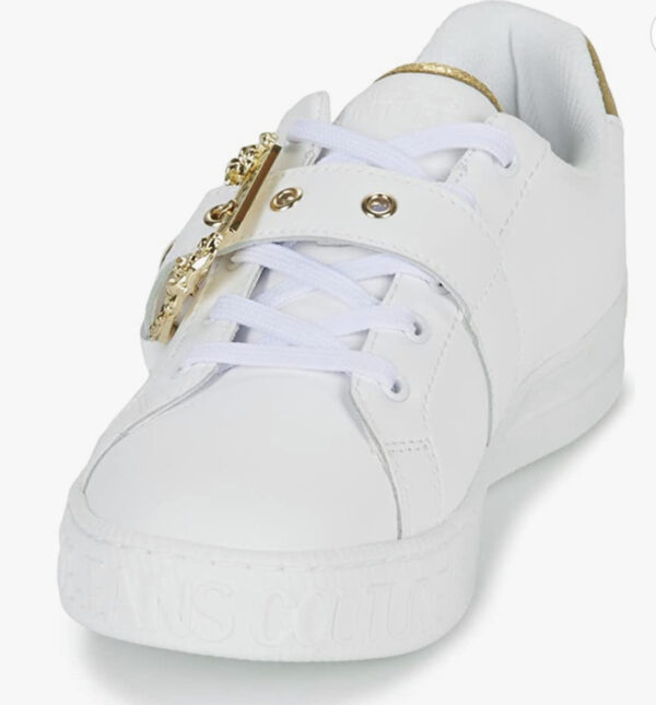 Versace Jeans Couture White Baroque Buckle Fashion Lace Up Sneakers- for Womens - Image 3